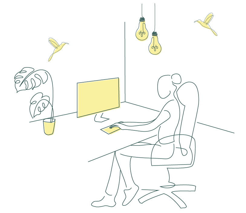 Illustration femme qui travaille sur l'ordinateur